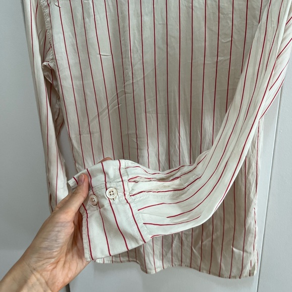 Isabel Marant Cream and Red Striped Button Down Shirt - Picture 6 of 13